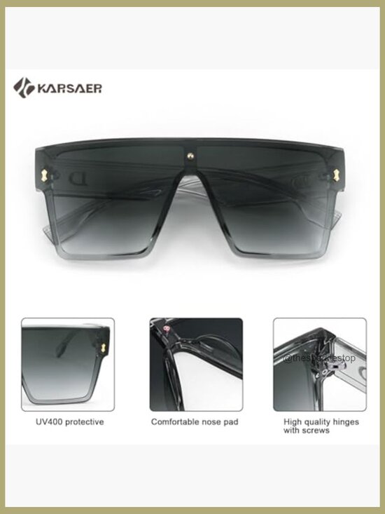 Oversized Square Flat Top Sunglasses with UV400 Protection main image 7